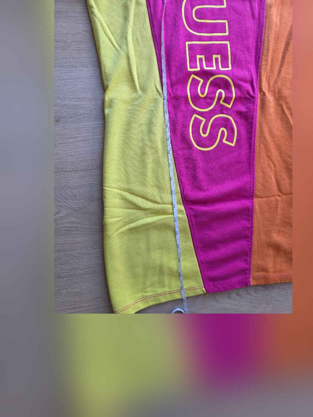 GUESS Colorblock Logo Tee Dress - Yellow, Fuchsia, Orange - Picture 5 of 5